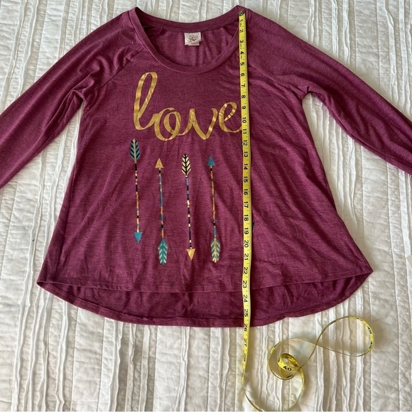 2/$30 Self Esteem Long Sleeve Flowy "LOVE" blouse top SZ L NWT - Picture 10 of 12